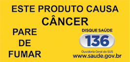 Fotografia de escritos de uma embalagem. na ESTE PRODUTO CAUSA CÂNCER. PARE DE FUMAR. DISQUE SAÚDE 136. OUVIDORIA GERAL DO SUS. www.saude.gob.br.