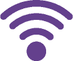 Ícone roxo representando sinal de rede sem fio (Wi-Fi), composto por um ponto central e três arcos concêntricos acima dele, simbolizando a propagação do sinal.