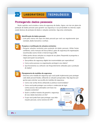 Reprodução de página do livro contendo a seção Laboratório tecnológico.