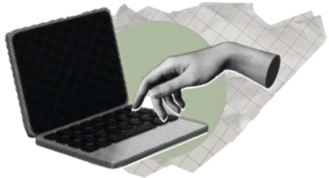 Imagem de uma mão mexendo em um notebook.