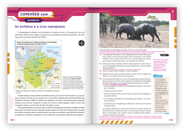 Reprodução de páginas do livro contendo a seção conexões com...
