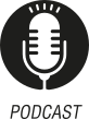 Ícone do objeto digital podcast, representado por um microfone e o nome podcast escrito embaixo.