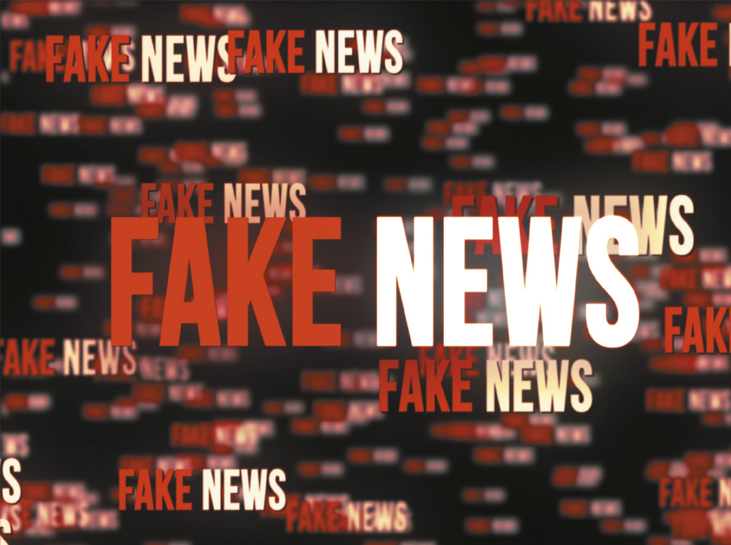 Imagem da expressão fake news replicada diversas vezes.