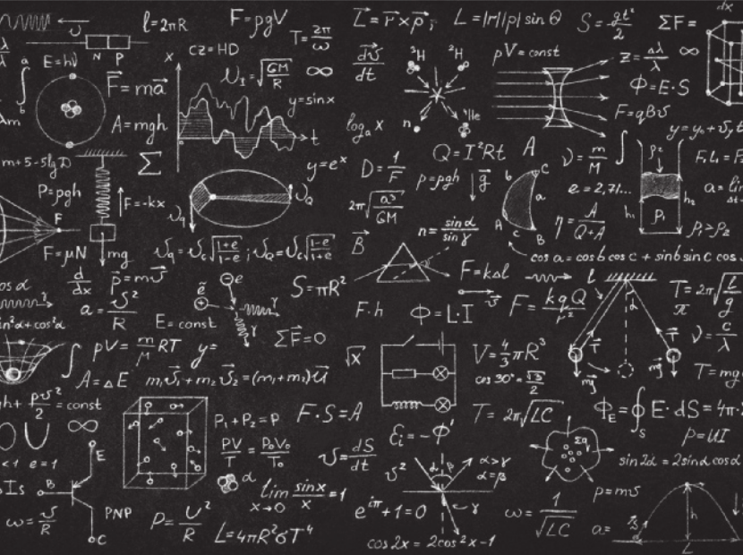Imagem de fórmulas, gráficos, esquemas e modelos científicos.