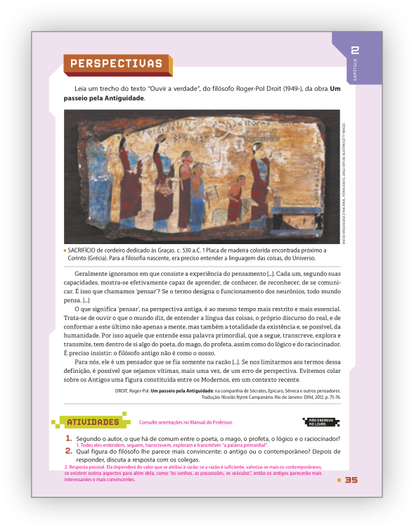 Reprodução de página do livro contendo a seção perspectivas.