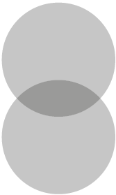 Ilustração de duas sombras circulares claras se sobrepondo em uma pequena região, onde a sombra fica mais escura.