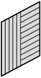 Ilustração de uma superfície retangular dividida em duas partes por uma linha vertical. De um lado há diversas linhas na vertical e no outro, diversas linhas na horizontal.