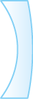 Ilustração de um objeto transparente com o formato de uma linha curva, com a curva para fora do objeto e outra linha menos curva, com a curva para dentro do objeto. As duas linhas se encontram nas extremidades de dois segmentos de reta superior e inferior, que estão na horizontal.
