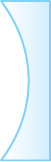 Ilustração de uma lente que tem o formato de uma linha curva, com a curva para dentro e outra linha reta, vertical. As duas linhas se encontram nas extremidades de dois segmentos de reta superior e inferior, que estão na horizontal.