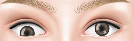 Ilustração dos olhos desalinhados de uma pessoa, com um deles voltado para baixo, enquanto o outro permanece na posição central.
