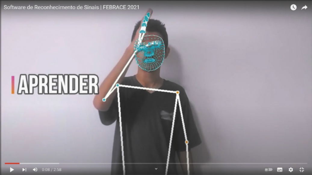 Foto de vídeo apresentando como funciona um software de reconhecimento facial.