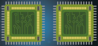 Imagem de dois microchips.