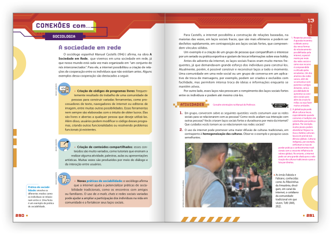 Reprodução de páginas do livro contendo a seção conexões com...