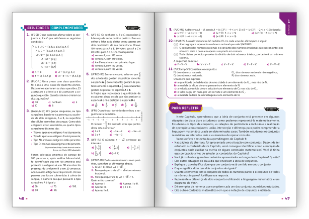 Reprodução de páginas do livro contendo a seção atividades complementares e para refletir.