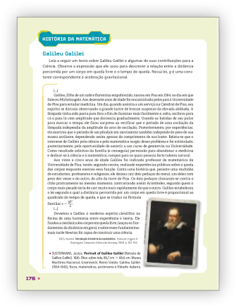 Reprodução de página do livro contendo a seção história da matemática.