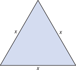 Imagem de um triângulo equilátero de lados iguais a x.