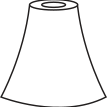Imagem figura semelhante a um cone com o topo cerrado, expondo uma face circular, onde há um círculo inscrito. As paredes dele são côncavas.