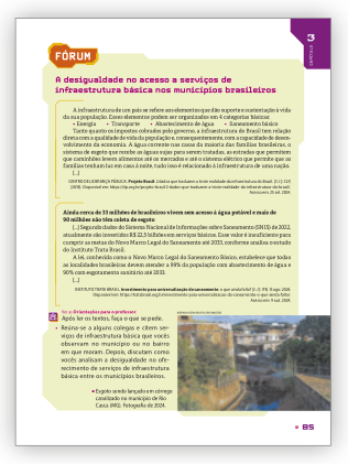 Reprodução de página do livro contendo a seção fórum.