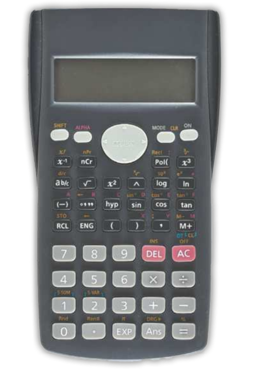 Fotografia de uma calculadora científica.