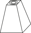 Imagem de figura semelhante a uma pirâmide de base quadrada com o topo cerrado, expondo uma face quadrada onde há uma circunferência, onde há um círculo inscrito.