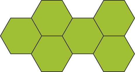 Imagem de 6 hexágonos formando uma composição, compartilhando lados.