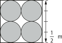 Imagem de composição com quatro círculos representando tampas médias. Ela é composta por duas colunas de dois círculos. O raio deles mede um sobre dois metro.