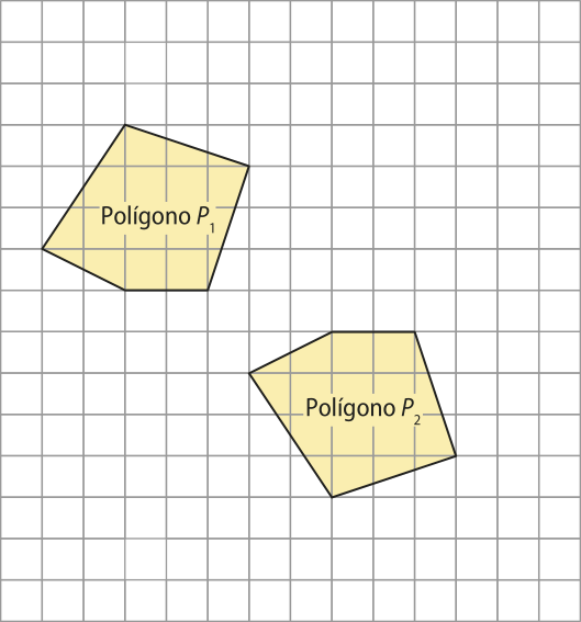 Ilustração de dois polígonos, denominados Polígono Píndice 1 e Polígono Píndice 2 em malha quadriculada.