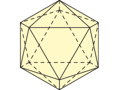 Ilustração de um poliedro formado por vinte faces triangulares.