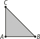 Ilustração de um triângulo retângulo A B C. Ele está apoiado sobre o cateto A B, que agora tem a mesma medida do cateto A C.