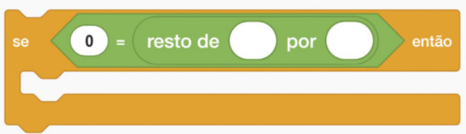Os blocos de cor laranja e de cor verde anteriormente descritos estão unidos. Na parte superior do bloco laranja está escrito 'zero igual a' seguido do bloco de cor verde.
