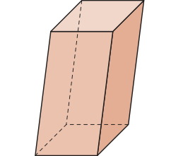 Ilustração de um paralelepípedo. É um prisma cujas bases são paralelogramos. As arestas laterais não são perpendiculares às bases.