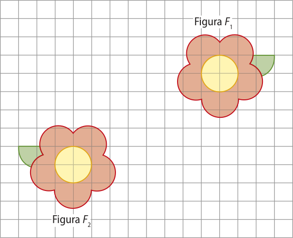 Ilustração de duas flores em malha quadriculada. Elas ocupam os cantos da malha, sendo a 'Figura Fíndice 1' no canto superior direito e a 'Figura Fíndice 2' no canto inferior esquerdo.