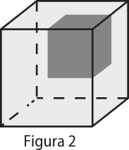 Ilustração de um cubo. Em três de suas faces há um quadrado cinza. Eles estão dispostos de forma que os três se encontram no mesmo vértice.