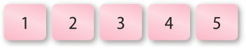 Ilustração de cinco cartões de cor rosa numerados de 1 a 5.
