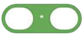Ilustração de um bloco verde com dois espaços em branco.