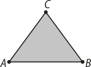 Ilustração de um triângulo acutângulo A B C. Está apoiado sobre o lado A B.