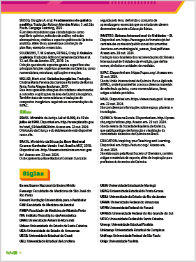 Página em miniatura da seção Lista de siglas. Página compostas por textos.