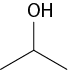 Estrutura química formada por símbolos de elementos químicos e linhas. Há um grupo O H na parte superior ligado a três linhas abaixo, que formam um único vértice.
