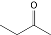 Estrutura química formada por símbolos de elementos químicos e linhas. Há uma sequência de 3 linhas formando 2 vértices, na qual o segundo vértice está ligado a um elemento O por uma linha dupla.