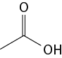Estrutura química formada por símbolos de elementos químicos e linhas. Há duas linhas formando um vértice que está ligado a um elemento O por uma linha dupla. E na extremidade direita, ao final da segunda linha está o grupo O H.