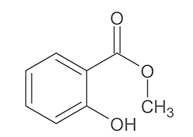 Estrutura química formada por símbolos de elementos químicos e linhas. Há um hexágono regular com linhas duplas alternadas em três de seus lados. No lado direito, o vértice inferior está ligado ao grupo O H por uma linha simples; e o vértice superior está ligado a duas linhas que formam um vértice, a qual está ligado a um elemento O por uma linha dupla. Ao final da segunda linha há um elemento O que está ligado a um grupo C H índice 3 por uma linha simples.