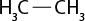 Estrutura química formada por símbolos de elementos químicos e linhas. À esquerda, há um grupo H índice 3 seguido por uma linha horizontal ligando ao grupo C H índice 3.