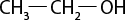 Estrutura química formada por símbolos de elementos químicos e linhas. À esquerda, há um grupo C H índice 3 conectado por uma linha simples a um grupo C H índice 2, que está conectado a um grupo O H por uma linha simples.