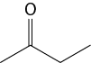 Estrutura química formada por símbolos de elementos químicos e linhas. Há uma sequência de 3 linhas formando 2 vértices, na qual o primeiro vértice está ligado a um elemento O por uma linha dupla.