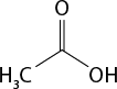 Estrutura química formada por símbolos de elementos químicos e linhas. Há um grupo H índice 3 C ligado a duas linhas que formam um vértice. Ao final da segunda linha está o grupo O H, e o vértice está ligado a um elemento O por uma linha dupla.