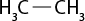 Estrutura química formada por símbolos de elementos químicos e linhas. Há um grupo H índice 3 C ligado ao grupo C H índice 3 por uma linha simples.