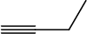 Estrutura química formada por linhas. Há três linhas paralelas na horizontal ligada a outra linha horizontal e simples que está ligada a uma linha simples em diagonal.