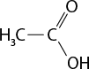 Estrutura química formada por símbolos de elementos químicos e linhas. Na parte direita, há um grupo H índice 3 C conectado a um elemento C por uma linha simples, e que por sua vez, está conectado acima a um elemento O por uma linha dupla, e abaixo a um grupo O H por uma linha simples.
