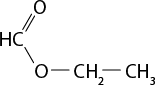 Estrutura química formada por símbolos de elementos químicos e linhas. À esquerda há um grupo H C que se liga por uma linha dupla a um elemento O acima e por uma linha simples a outro elemento O abaixo. Esse O se liga a um grupo C H índice 2, que se liga a um grupo C H índice 3, ambos por uma linha simples.