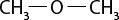 Estrutura química formada por símbolos de elementos químicos e linhas. Há um elemento O no centro ligado a dois grupos C H índice 3, um à direita e outro à esquerda, ambos por linhas simples.